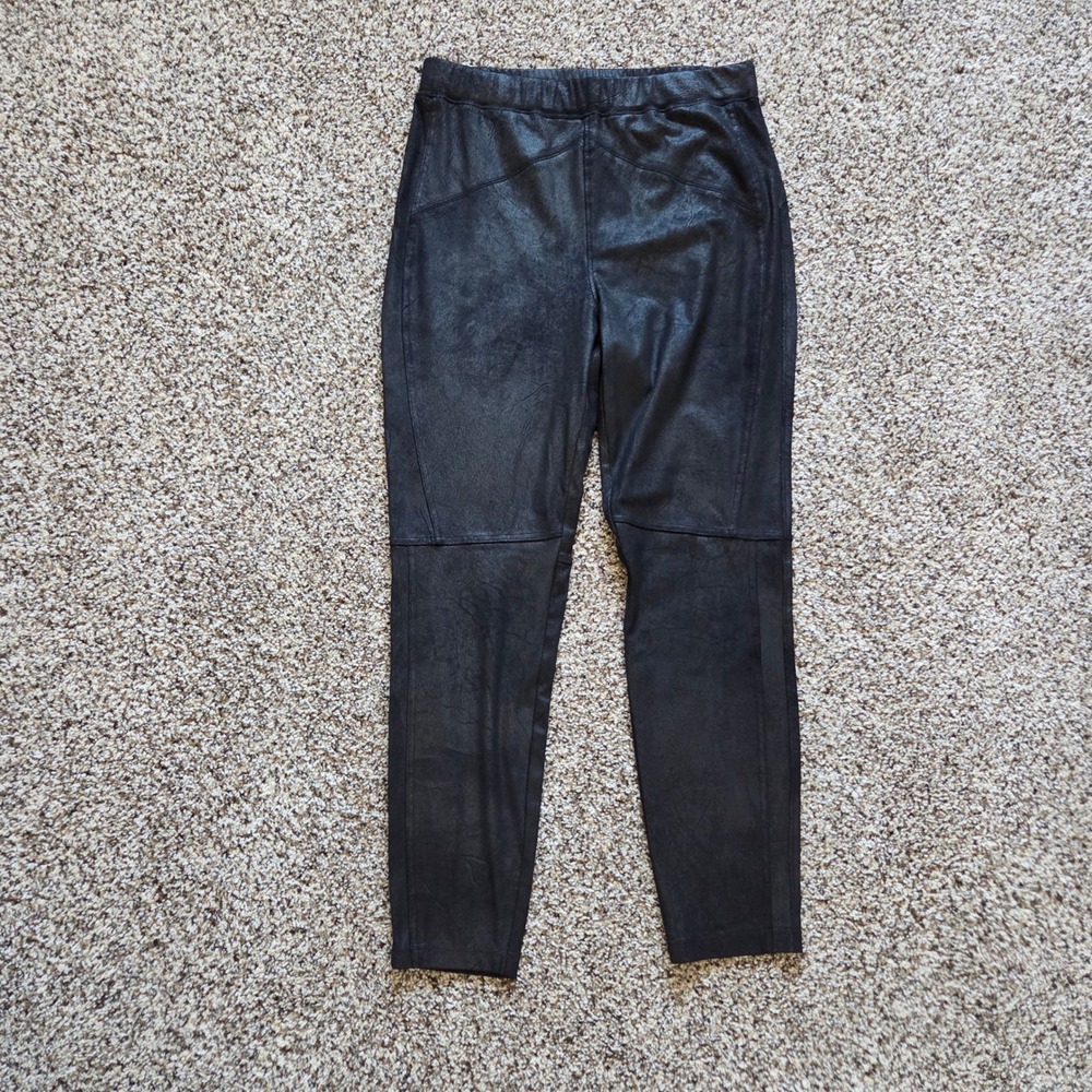 Free People Black Vegan Leather Sueded Leggings Pants Womens Size M Stretch